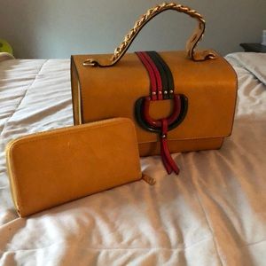 Purse with matching wallet gold hardware